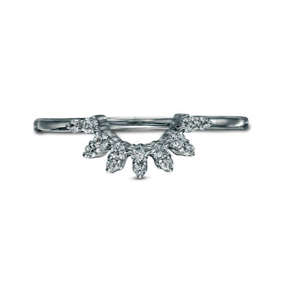 0.17 CT. T.W. Natural Diamond Sunburst Contour Anniversary Band in Solid 10K White Gold