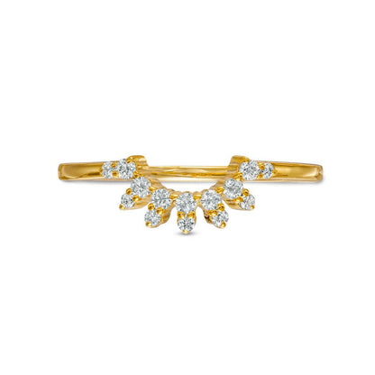 0.17 CT. T.W. Natural Diamond Sunburst Contour Anniversary Band in Solid 10K Yellow Gold