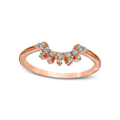 0.17 CT. T.W. Natural Diamond Sunburst Contour Anniversary Band in Solid 10K Rose Gold