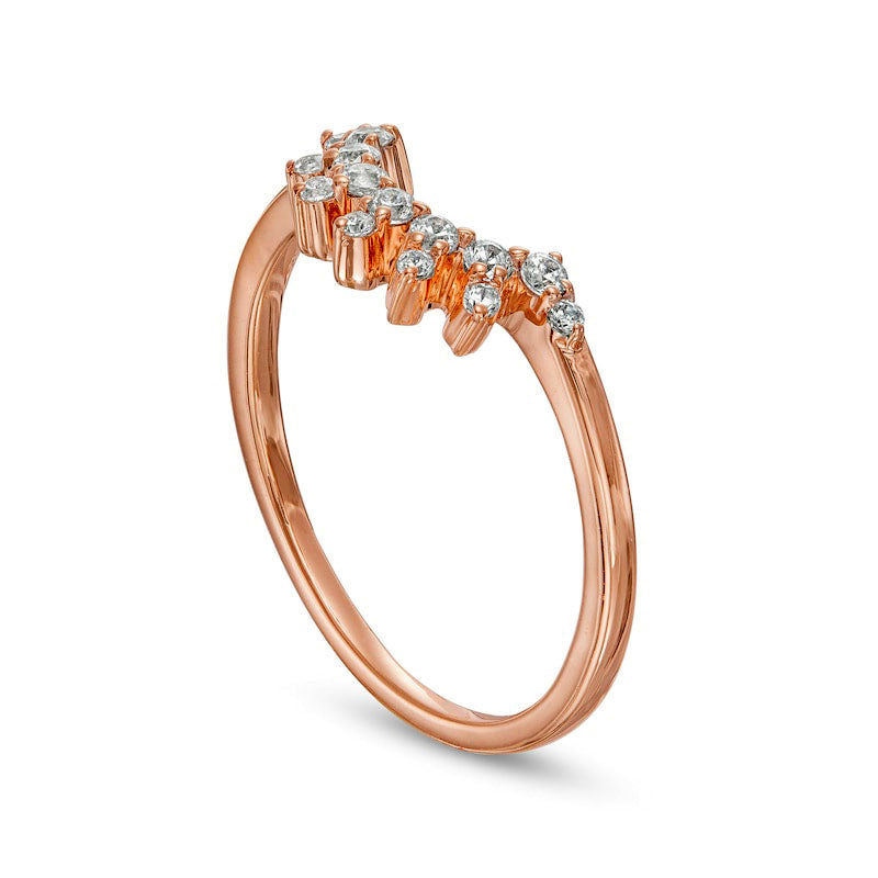 0.17 CT. T.W. Natural Diamond Sunburst Contour Anniversary Band in Solid 10K Rose Gold