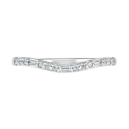 0.20 CT. T.W. Baguette and Round Natural Diamond Contour Anniversary Band in Solid 10K White Gold