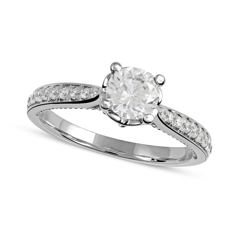 1.0 CT. T.W. Natural Diamond Engagement Ring in Solid 10K White Gold (J/I3)