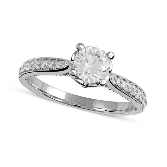 1.0 CT. T.W. Natural Diamond Engagement Ring in Solid 10K White Gold (J/I3)