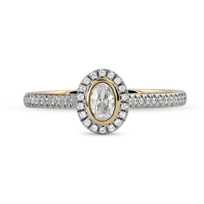 0.33 CT. T.W. Oval Natural Diamond Frame Engagement Ring in Solid 10K Yellow Gold (I/I1)