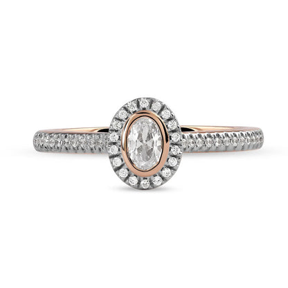 0.33 CT. T.W. Oval Natural Diamond Frame Engagement Ring in Solid 10K Rose Gold (I/I1)
