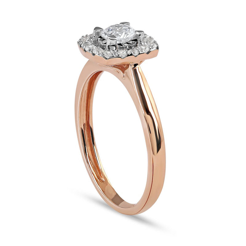 0.50 CT. T.W. Natural Diamond Cushion Frame Engagement Ring in Solid 10K Rose Gold (J/I3)