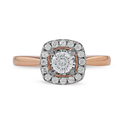 0.50 CT. T.W. Natural Diamond Cushion Frame Engagement Ring in Solid 10K Rose Gold (J/I3)
