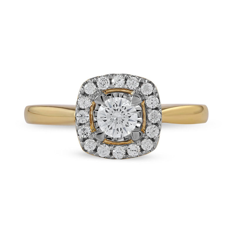 0.50 CT. T.W. Natural Diamond Cushion Frame Engagement Ring in Solid 10K Yellow Gold (J/I3)