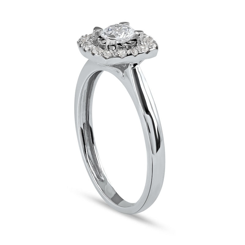 0.50 CT. T.W. Natural Diamond Cushion Frame Engagement Ring in Solid 10K White Gold (J/I3)