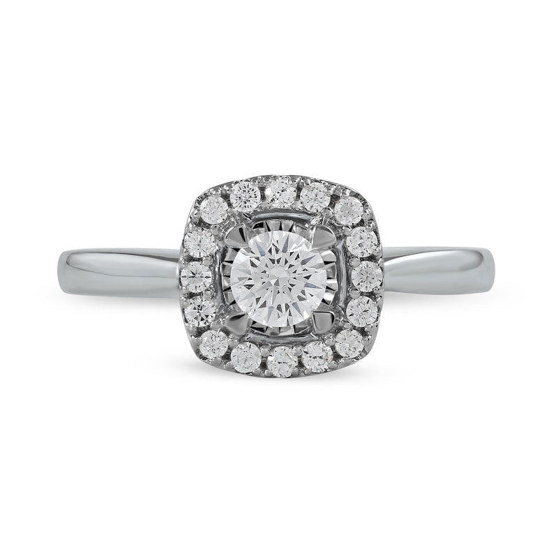 0.50 CT. T.W. Natural Diamond Cushion Frame Engagement Ring in Solid 10K White Gold (J/I3)