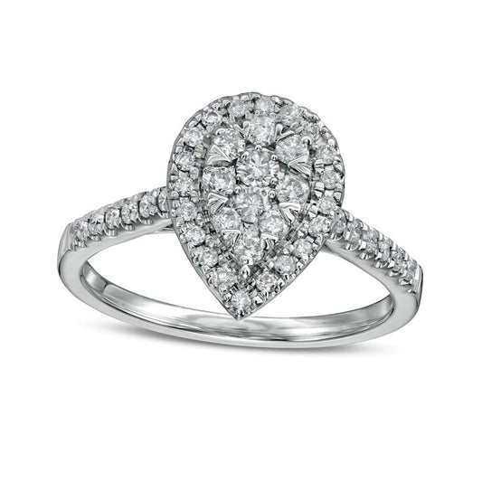 0.50 CT. T.W. Composite Pear-Shaped Natural Diamond Frame Engagement Ring in Solid 10K White Gold