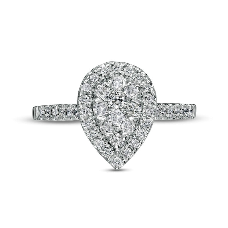 0.50 CT. T.W. Composite Pear-Shaped Natural Diamond Frame Engagement Ring in Solid 10K White Gold