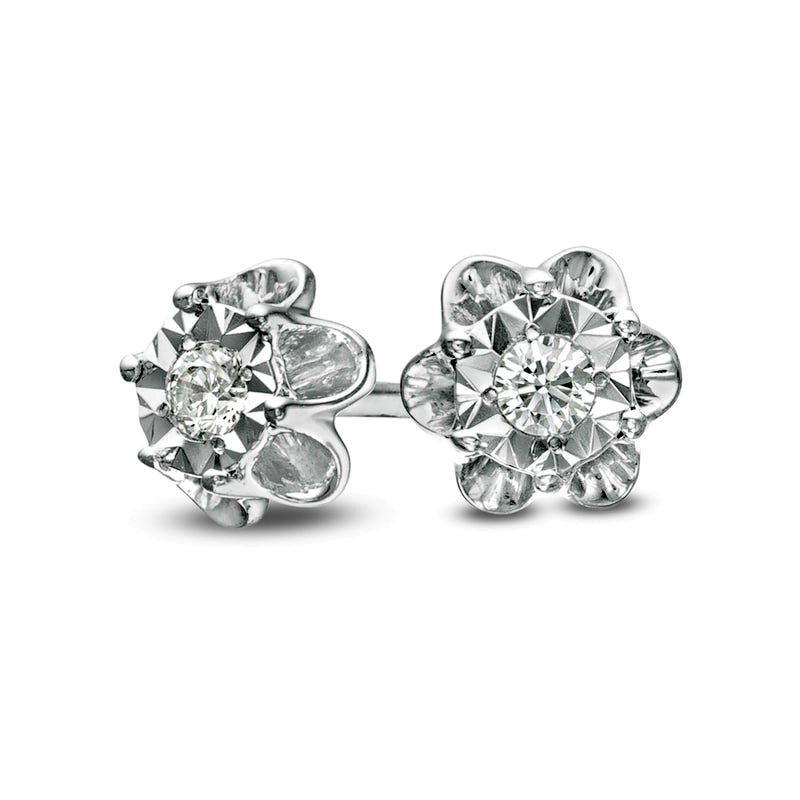 0.07 CT. T.W. Diamond Flower Stud Earrings in Sterling Silver