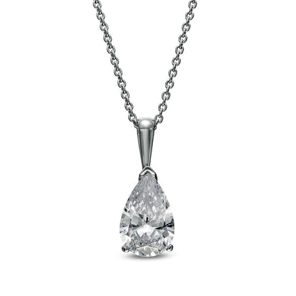 1 CT. Certified Pear-Shaped Lab-Created Diamond Solitaire Pendant in 14K White Gold (F/SI2)