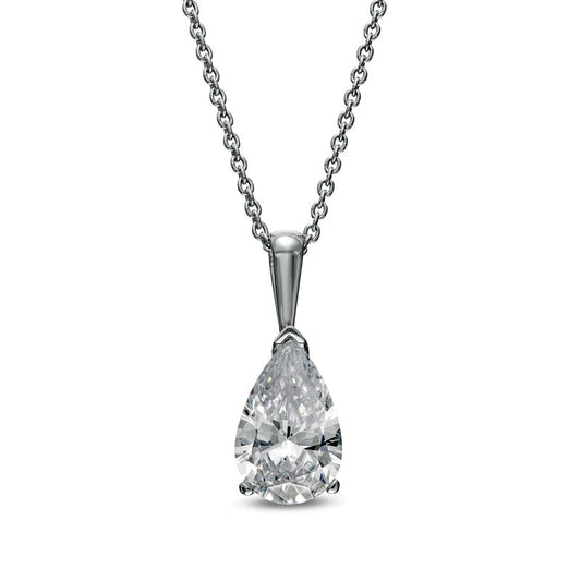 1 CT. Certified Pear-Shaped Lab-Created Diamond Solitaire Pendant in 14K White Gold (F/SI2)