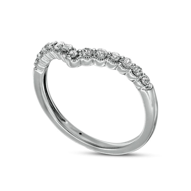 0.25 CT. T.W. Natural Diamond Contour Antique Vintage-Style Anniversary Band in Solid 14K White Gold