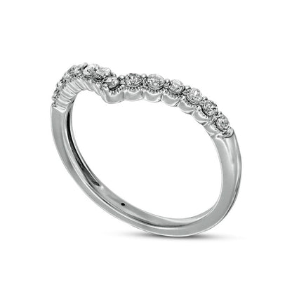 0.25 CT. T.W. Natural Diamond Contour Antique Vintage-Style Anniversary Band in Solid 14K White Gold