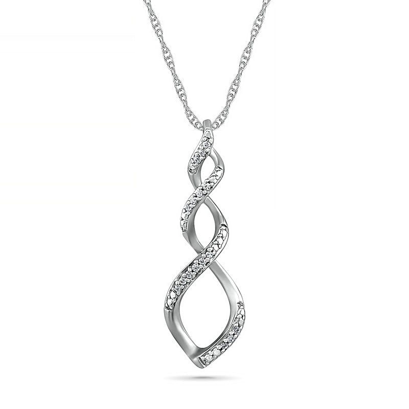 0.05 CT. T.W. Natural Diamond Twist Pendant in Sterling Silver