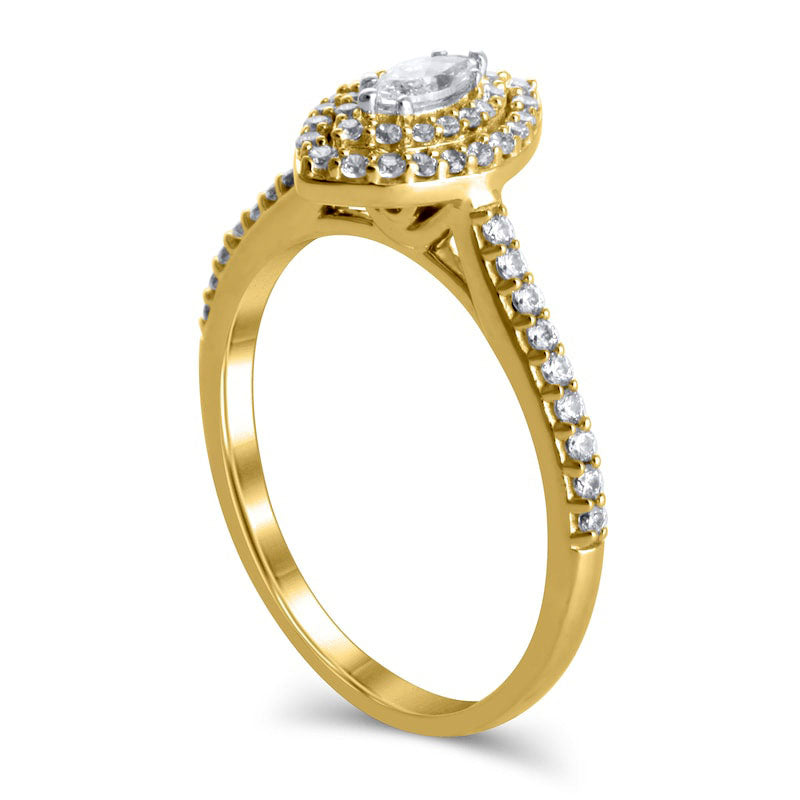 0.50 CT. T.W. Marquise Natural Diamond Double Frame Engagement Ring in Solid 10K Yellow Gold