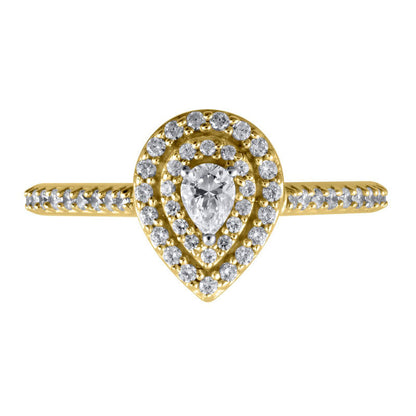 0.50 CT. T.W. Pear-Shaped Natural Diamond Double Frame Engagement Ring in Solid 10K Yellow Gold