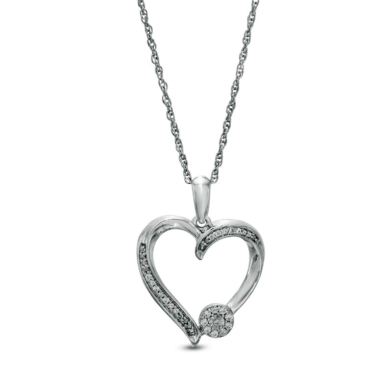 0.07 CT. T.W. Natural Diamond Heart Pendant in Sterling Silver