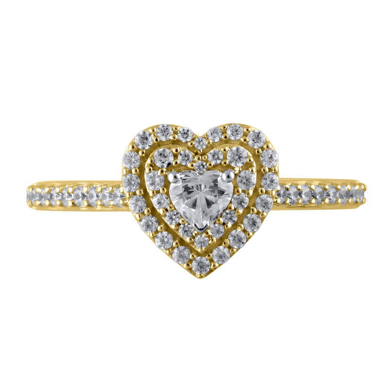 0.50 CT. T.W. Heart-Shaped Natural Diamond Double Frame Engagement Ring in Solid 10K Yellow Gold