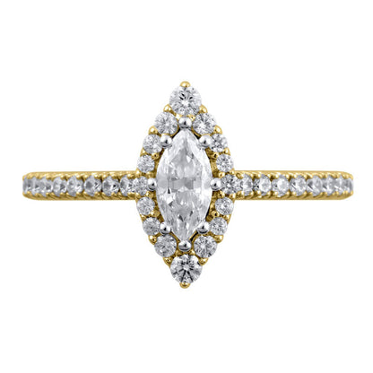 0.63 CT. T.W. Marquise Natural Diamond Frame Engagement Ring in Solid 10K Yellow Gold