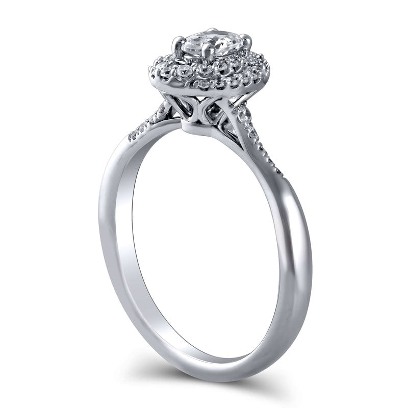 0.50 CT. T.W. Oval Natural Diamond Swirl Frame Engagement Ring in Solid 10K White Gold