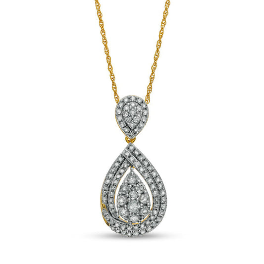 1 CT. T.W. Composite Natural Diamond Teardrop Pendant in 10K Yellow Gold