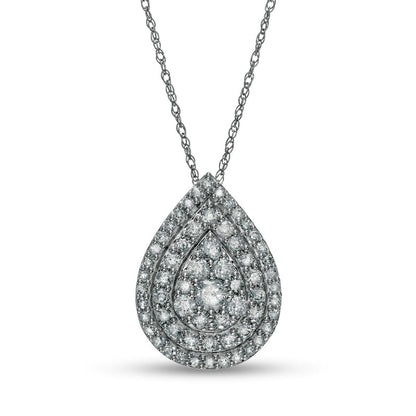 0.75 CT. T.W. Composite Natural Diamond Teardrop Pendant in 10K White Gold