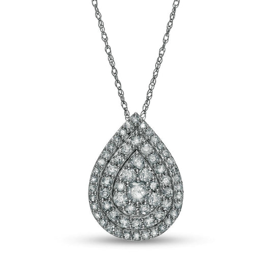 0.75 CT. T.W. Composite Natural Diamond Teardrop Pendant in 10K White Gold