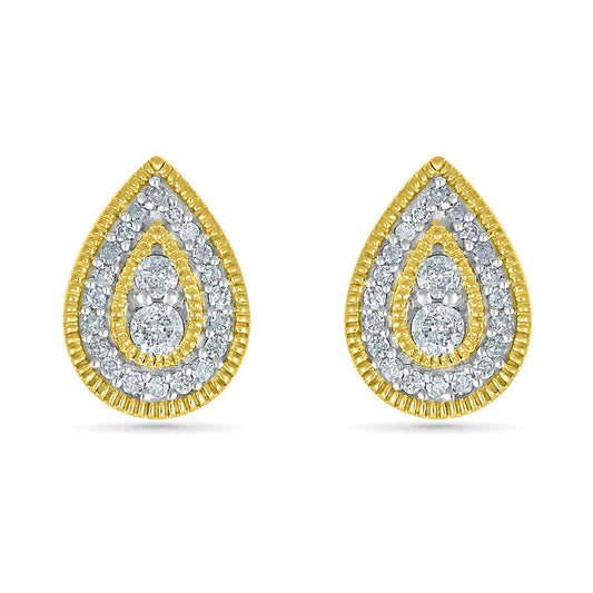 0.25 CT. T.W. Diamond Pear-Shaped Frame Vintage-Style Stud Earrings in 10K Gold