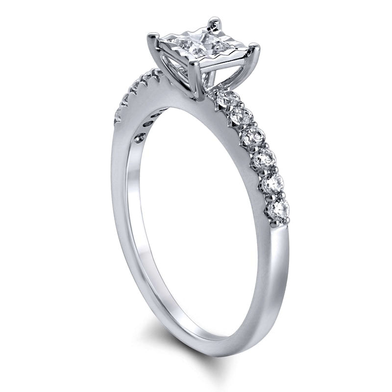 0.50 CT. T.W. Princess-Cut Natural Diamond Engagement Ring in Solid 10K White Gold