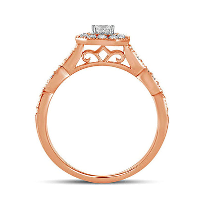 0.50 CT. T.W. Princess-Cut Natural Diamond Octagonal Frame Antique Vintage-Style Engagement Ring in Solid 10K Rose Gold