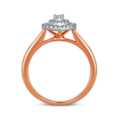 0.33 CT. T.W. Composite Natural Diamond Double Pear-Shaped Frame Engagement Ring in Solid 10K Rose Gold