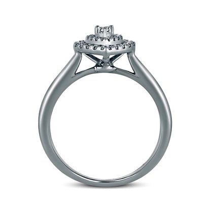 0.33 CT. T.W. Composite Natural Diamond Double Pear-Shaped Frame Engagement Ring in Solid 14K White Gold