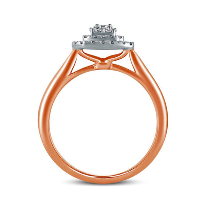 0.33 CT. T.W. Composite Natural Diamond Double Octagonal Frame Engagement Ring in Solid 14K Rose Gold