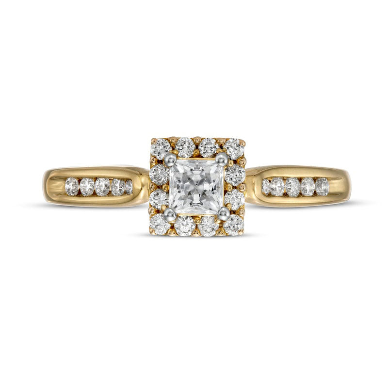 0.50 CT. T.W. Princess-Cut Natural Diamond Frame Engagement Ring in Solid 14K Gold