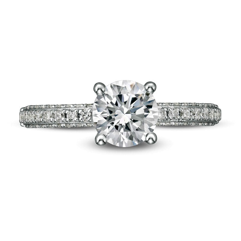 Celebration Ideal 1.0 CT. T.W. Certified Natural Diamond Engagement Ring in Solid 14K White Gold (I/I1)