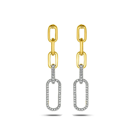 0.25 CT. T.W. Diamond Oval Link Drop Earrings in 10K Gold