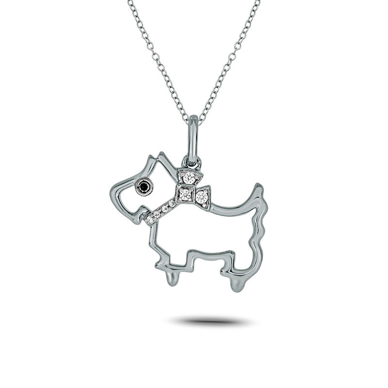 0.05 CT. T.W. Black Enhanced and White Natural Diamond Dog Pendant in Sterling Silver