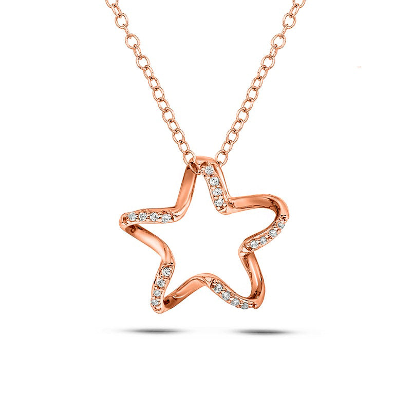 0.05 CT. T.W. Natural Diamond Star Pendant in Sterling Silver with 14K Rose Gold Plate