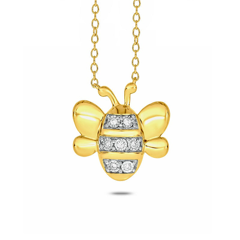 0.05 CT. T.W. Natural Diamond Bumblebee Necklace in Sterling Silver with 14K Gold Plate