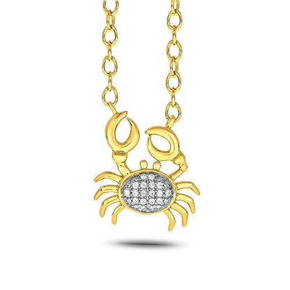 0.05 CT. T.W. Natural Diamond Crab Necklace in Sterling Silver with 14K Gold Plate
