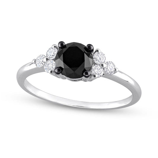 1.20 CT. T.W. Black Enhanced and White Natural Diamond Tri-Sides Engagement Ring in Solid 10K White Gold