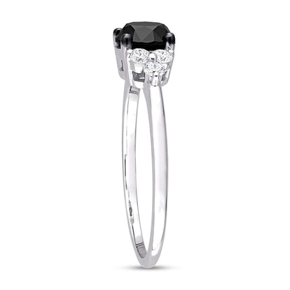 1.20 CT. T.W. Black Enhanced and White Natural Diamond Tri-Sides Engagement Ring in Solid 10K White Gold