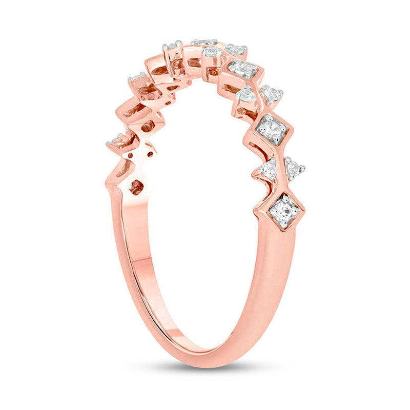 0.10 CT. T.W. Natural Diamond Art Deco Ring in Solid 10K Rose Gold