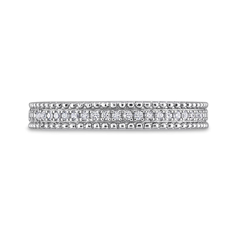 0.10 CT. T.W. Natural Diamond Multi-Row Beaded Anniversary Band in Sterling Silver