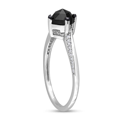1.0 CT. T.W. Cushion-Cut Black Enhanced and White Natural Diamond Tilted Bypass Engagement Ring in Solid 10K White Gold