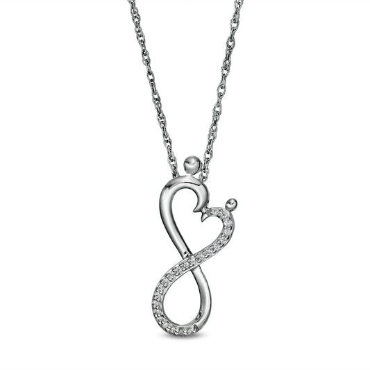 0.07 CT. T.W. Natural Diamond Infinity Loop Heart Pendant in Sterling Silver